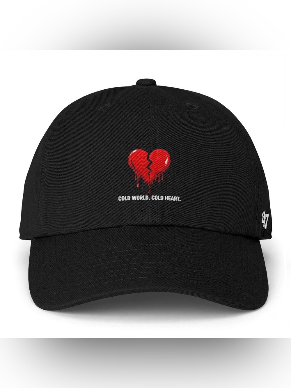 Black Dad Hat with Red Broken Heart Embroidery